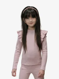 Le Chic Meisjes Longsleeve Nadya Ruffle Lurex Sweet Cerise