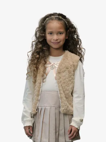 Meisjes Longsleeve Nonsy Bow Print Warm Winter White