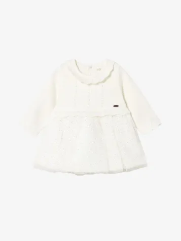 Meisjes Jurk Tricot Tulle Natural