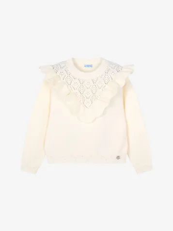 Meisjes Sweater Open Knit Macchiato
