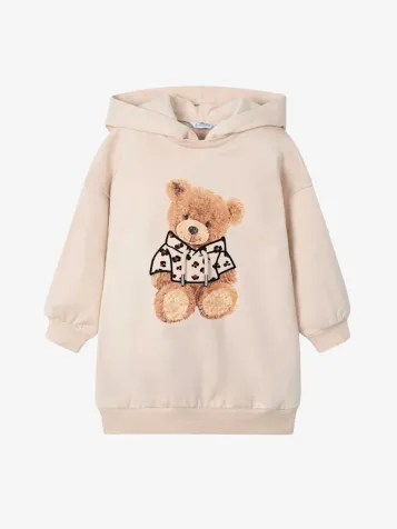 Meisjes Jurk Fleece Hooded Sand