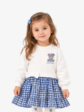 Meisjes Baby Jurk Teddy Ruit Panna Celeste