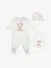 Monnalisa Meisjes Baby Set Boxpakje Muts Slabbetje Teddy Panna Rosa Antico
