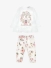 Monnalisa Meisjes Baby Set Legging Bloemen Beige Rosa Antico