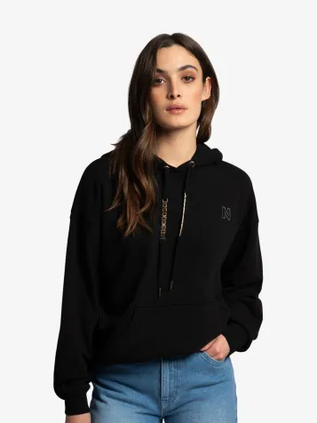 Dames Hoodie Chain Zwart