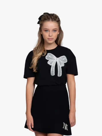 Meisjes T-shirt Bow Zwart