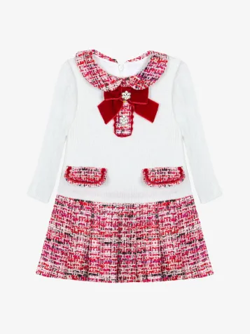 Meisjes Jurk Mini Girl Party Royal Red Tweed