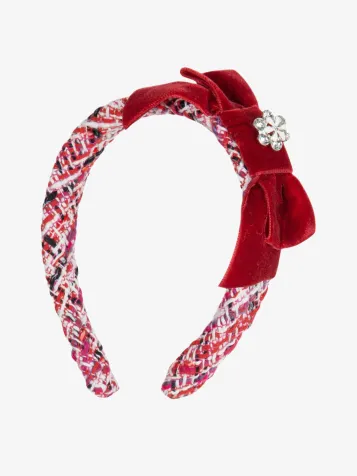 Meisjes Haarband Kids Girl Party Royal Red Tweed