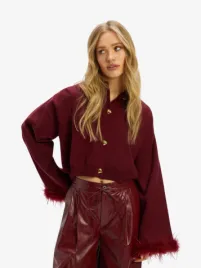 Refined Department Dames Vest Mady Furr Sleeves Bordeaux