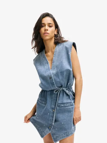 Dames Jurk Giulia Gilet Denim Blue