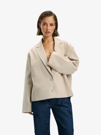 Dames Blazer Jackie Cropped Oversized Sand
