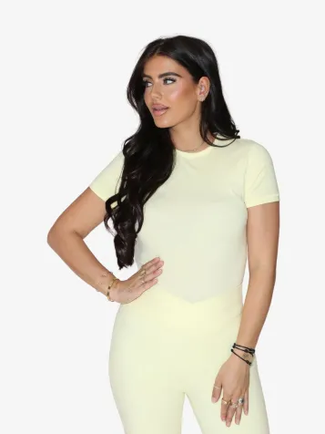 Dames T-shirt Soft Cotton Light Yellow