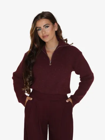 Dames Trui Pia Sequins Maroon
