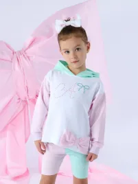 Adee Meisjes Set Hoodie Bikershort Reese Bright Wit