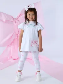 Adee Meisjes Set Legging Rita Handtas Bright Wit