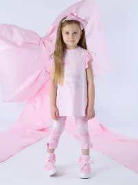 Adee Meisjes Set Legging Ria Strik Roze Blossom