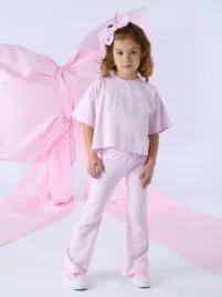 Adee Meisjes Set Flare Samantha Pearl Strik Roze Blossom