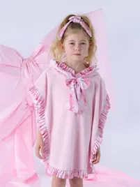 Adee Meisjes Poncho Rosie Strik Roze Blossom