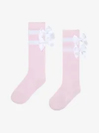 Adee Meisjes Kniesokken Rhea Strik Roze Blossom