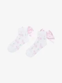 Adee Meisjes Enkelsokken Rowan Strik Bright Wit