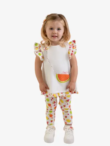 Meisjes Set Legging Palmer Fruit Bright Wit