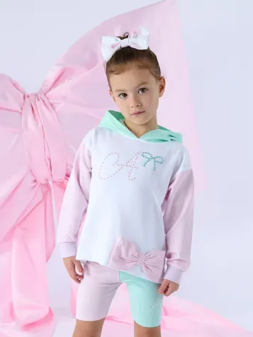 Meisjes Set Hoodie Bikershort Reese Bright Wit