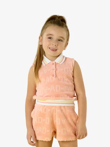 Meisjes Set Short Romi Badstof Peach Cream