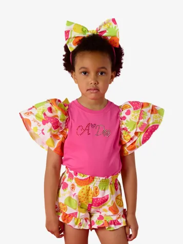 Meisjes Set Short Tabitha Tutti Frutti Poly Bright Roze