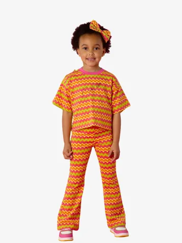 Meisjes Set Flare Thea Zig Zag Bright Roze