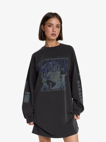 Dames Longsleeve T-shirt Label Club Charcoal Grijs