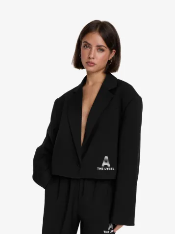 Dames Blazer Flowy Cropped Zwart