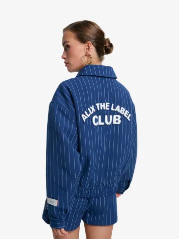 Dames Bomber Clean Striped Night Blauw