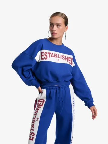 Dames Sweater Logo Tape Royal Blauw