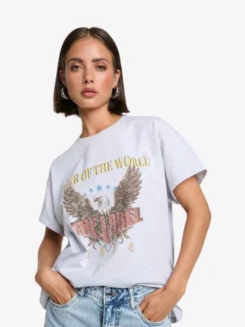 Dames T-shirt Eagle Light Grijs Melange