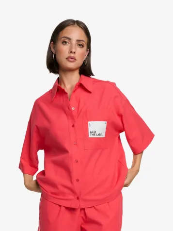 Dames Blouse Short Sleeve Light Rood
