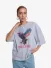 Alix The Label Dames T-shirt Faded Eagel Light Grijs Melange