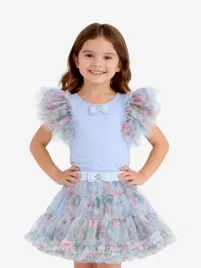 Angels Face Meisjes Set Pixie Garden Flower Print Tutu Pretty Blauw