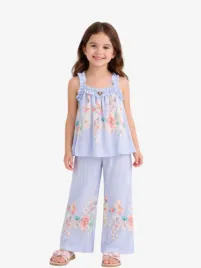 Angels Face Meisjes Set Fortuna Border Print Pleated Pretty Blauw