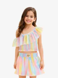 Angels Face Meisjes Set Fortuna Rainbow Pleated Multi