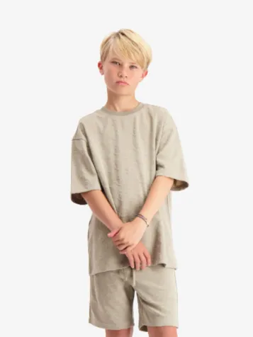 Jongens Set T-shirt Short Lasered Sand