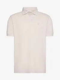 Calvin Klein Heren Polo Open Collar Pique Wit Sand