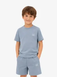 C.p. Company Kids Jongens Set T-shirt Short Silver Blauw
