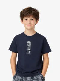 C.p. Company Kids Jongens T-shirt Total Eclipse Blauw