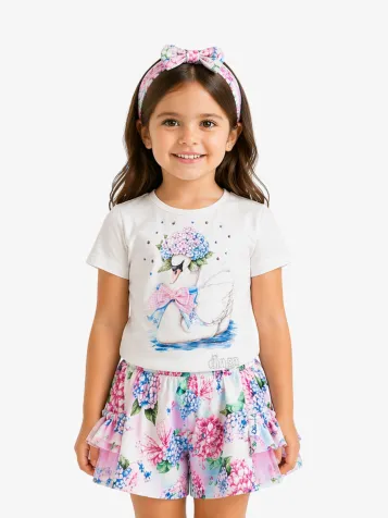 Meisjes Set Pastel Bloom Short