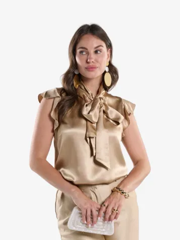 Dames Blouse Bodile Ruffle Goud