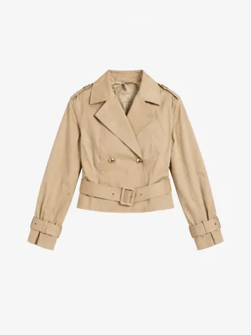 Dames Trenchcoat Crop Fatou Safari Tan
