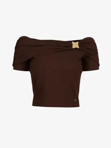 Dames Top Brigitte Off Shoulder Regal Bruin