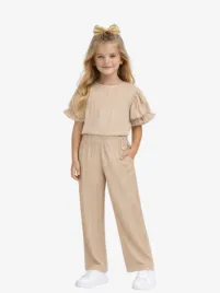 Guess Kids Meisjes Set Top Broek Pale Sand Lurex