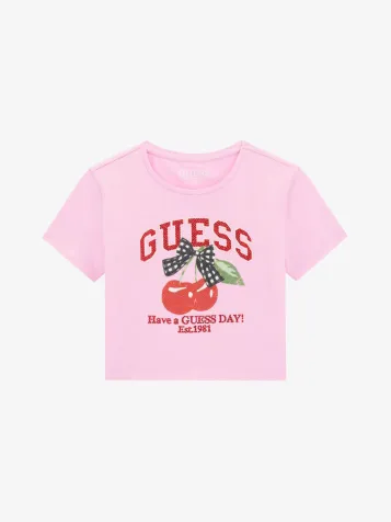 Meisjes T-shirt Crop Cherry Blooming Azalea Roze