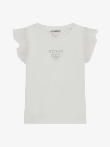 Meisjes T-shirt Rib Mesh Pure Wit